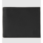 Men Black Solid Leather Three Fold Wallet