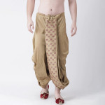 Men Beige & Maroon Printed Dupion Silk Dhoti