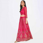 Women Floral Printed Blouse with Lehenga