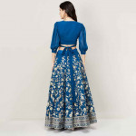 Women Ruffled Blouse with Floral Printed Lehenga