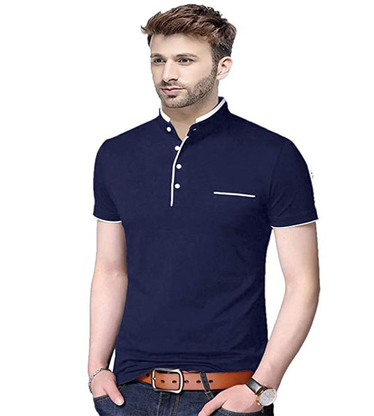 Mens Cotton Half Sleeve Regular fit Collar T-Shirt