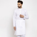 Men White Embroidered Kurtas