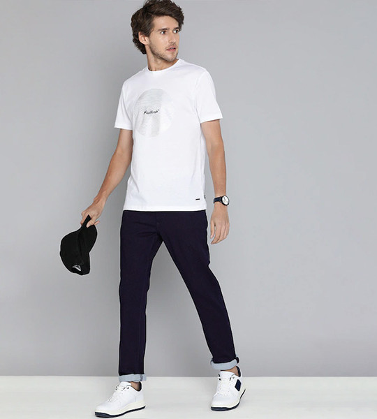 Men Navy Blue Slim Fit Mid Rise Stretchable Jeans