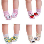 Soft Cotton Fancy Cartoon Face Booties Socks (Random Design/Color) Pack-4