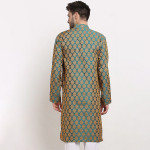 Men Green Woven Design Kurtas