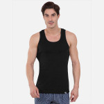 Men Black Solid Racer Back Innerwear Vest