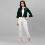 Women Green Tie-Up Crop Shrug