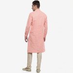 Men Pink Cotton Solid Mandarin Collar Ethnic Kurtas