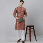 Men Maroon Ethnic Motifs Kurta