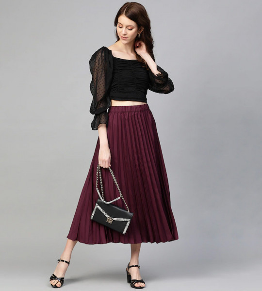 Pleated A-Line Skirt