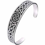 Dara Celtic Knot Bracelet - Viking Bracelet with Vintage Totem - Stainless Steel Nordic Bangle Adjustable