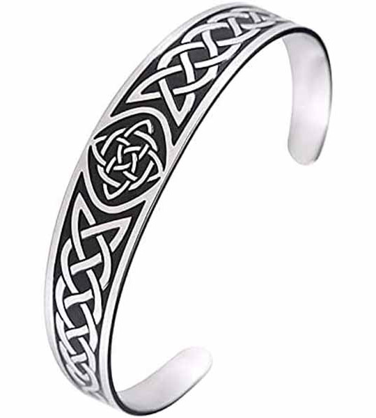 Dara Celtic Knot Bracelet - Viking Bracelet with Vintage Totem - Stainless Steel Nordic Bangle Adjustable