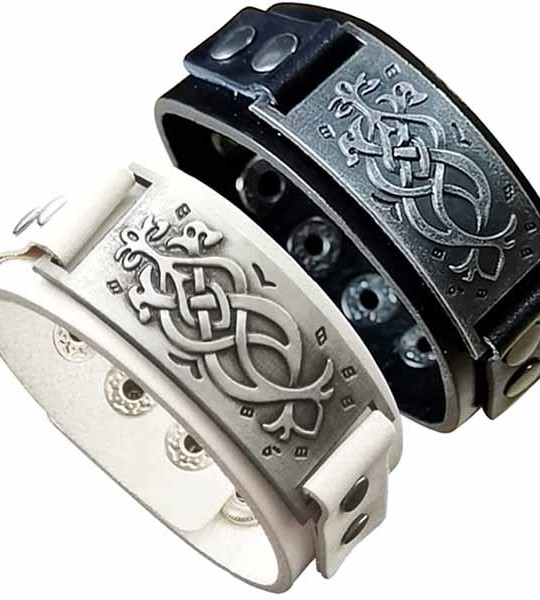 Celtic Knot Bracelet - 2 PCS Viking Bracelet with Vintage Totem