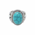 Sterling Silver Turquoise Blue Stone Studded Finger Ring