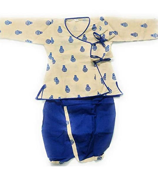 printed Cotton Dhoti and Kurta Set for Baby boy Blue