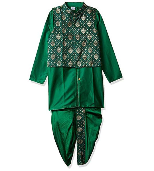 Boy's Synthetic Straight Kurta Pyjama