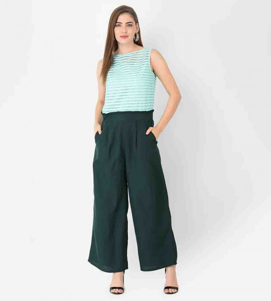 Neck Color Block Full Leg Jumpsuit