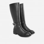 Women Black Solid High-Top Regular Boots