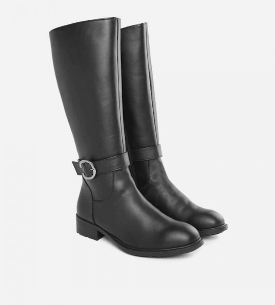 Women Black Solid High-Top Regular Boots