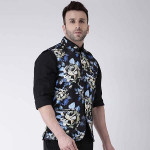 Men's Printed Cotton Nehru Jacket/ waist coat , color Black. Size 38 (120APrintedNehru)