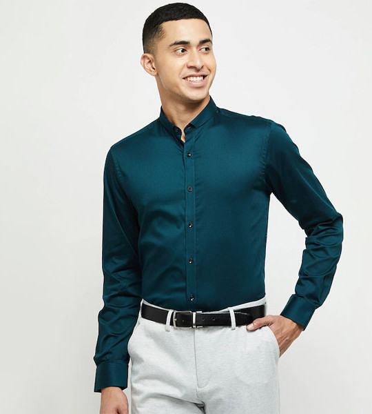 Men Teal Casual Formal Shirt