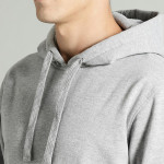 Men Grey Melange Solid Hooded Sweatshirt