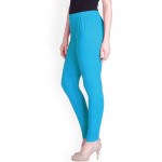 Women Blue Solid Churidar Length Leggings