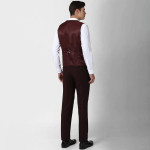 Men Maroon & Black Slim-Fit Single-Breasted Three-Piece Formal Suit