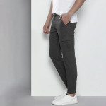 Men Grey Slim Fit Cargos Trousers