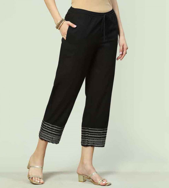 Women Striped Drawstring Cropped Palazzos