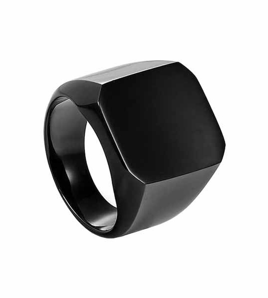 Men Black Stainless Steel Band Finger Ring