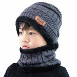 Kids Winter Warm Hat for Outdoor Sports Headging Hat Scarf Set Boys Girls Warm Fleece Cap Scarf Set Ski Equipment Grey Color