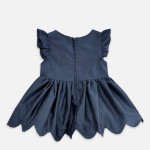 Girls Baby Navy Blue Solid Cotton Dress