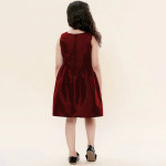 Maroon & Gold-Toned Sequins Bow Fit and Flare Dress