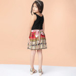 Girls Black & Red Printed Fit and Flare Dress