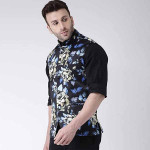 Men's Printed Cotton Nehru Jacket/ waist coat , color Black. Size 38 (120APrintedNehru)