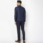 Men Navy Blue Slim-Fit Bandhgala Party Suit