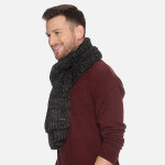 Men Black & Grey Patterned Muffler