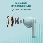 Buds Truly Wireless Earbuds with 24hrs playtime and HyperSync - Mint Green