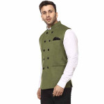 Plain Chinese Collar Sleeveless Cotton jute Nehru Jacket