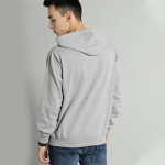 Men Grey Melange Solid Hooded Sweatshirt