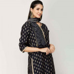 Women Embroidered Three-Quarter Sleeves Kurta with Straight Pant and Dupatta