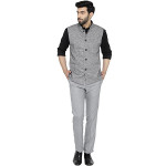 Men's Polyester Cotton Solid Sleeveless Regular Nehru Jacket