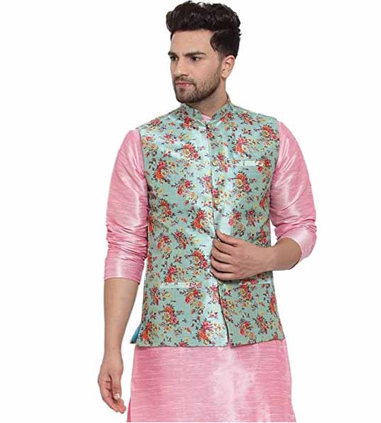 Men's Stylish Silk Printed ONLY Nehru Jacket