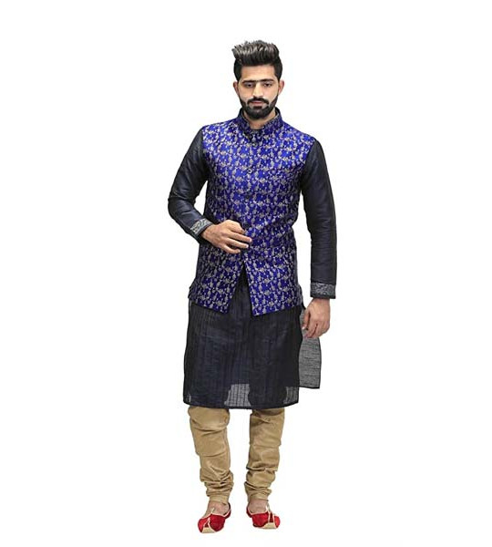 Men's Printed Cotton Jute Nehru Jacket